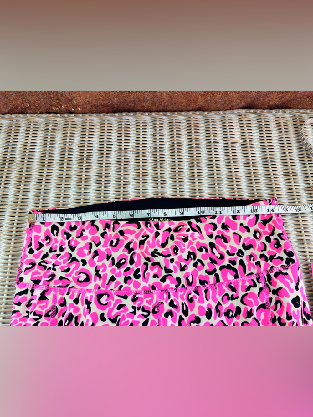 Lilly Pulitzer Luxletic Weekender High Rise Leggings Pink Leopard Size L #91 - Picture 7 of 12